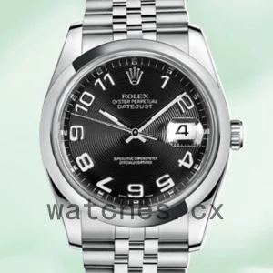 Rolex Datejust Men's 116200BKCAJ 36mm Bracelet Black Concentric Dial