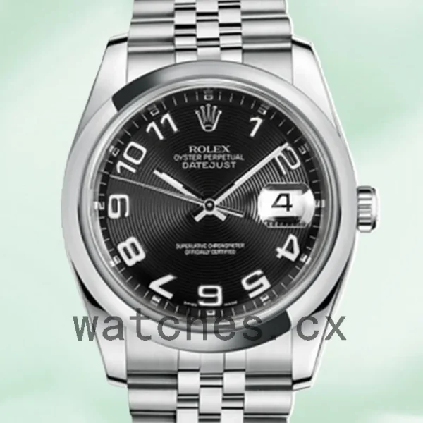 Rolex Datejust Men's 116200BKCAJ 36mm Bracelet Black Concentric Dial