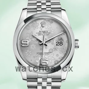 Rolex Datejust Men's 116200SFAJ 36mm Silver Floral Dial