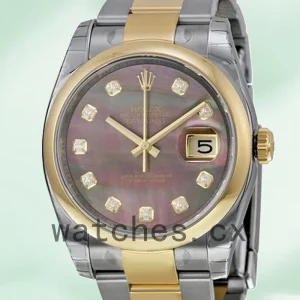 Rolex Datejust 36mm Men's 116203BKMDO Black Mother of Pearl Dial Silver-tone
