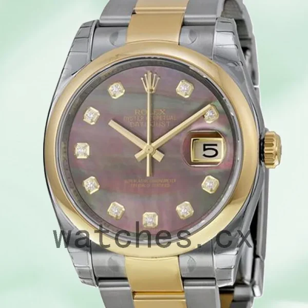 Rolex Datejust 36mm Men's 116203BKMDO Black Mother of Pearl Dial Silver-tone