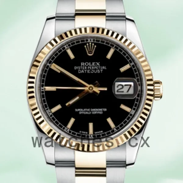 Rolex Datejust 116233BKSO Men's 36mm Silver-tone Oyster Bracelet
