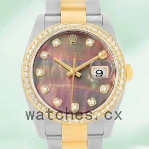 Rolex Datejust Men's 36mm 116243BKMDO Mother of Pearl Silver-tone