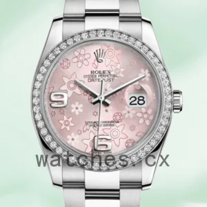 Rolex Datejust Men's 116244PFAO 36mm Silver-tone Pink Floral Dial