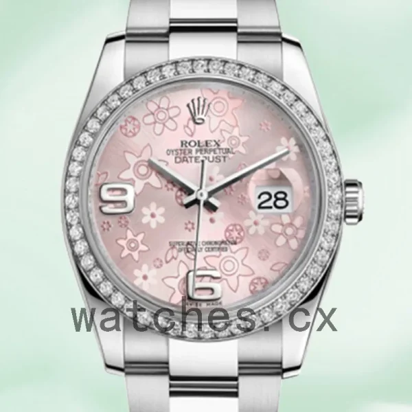 Rolex Datejust Men's 116244PFAO 36mm Silver-tone Pink Floral Dial