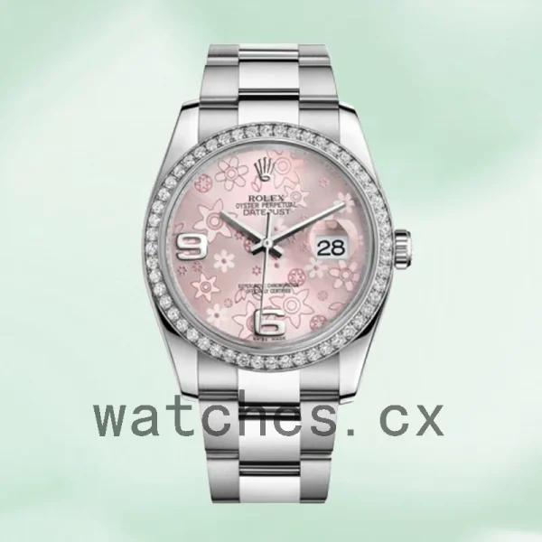 Rolex Datejust Men's 116244PFAO 36mm Silver-tone Pink Floral Dial - Image 2