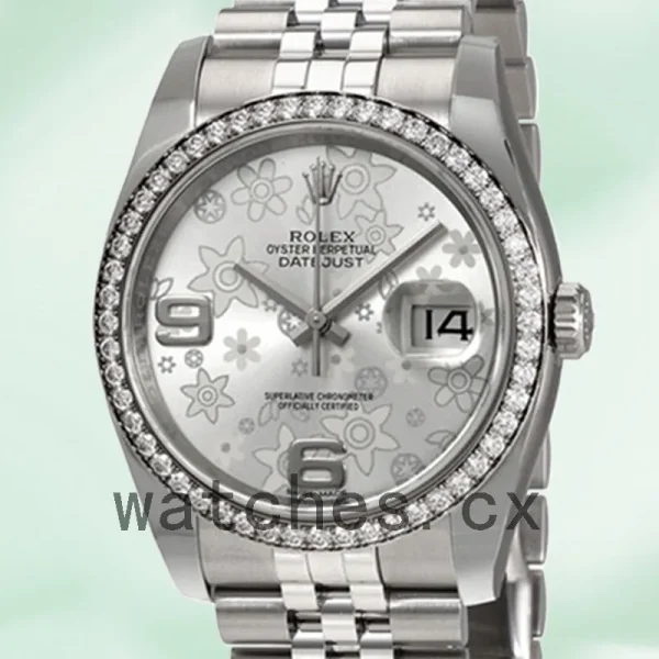 Rolex Datejust 36mm Men's 116244SFAJ Silver Floral Dial