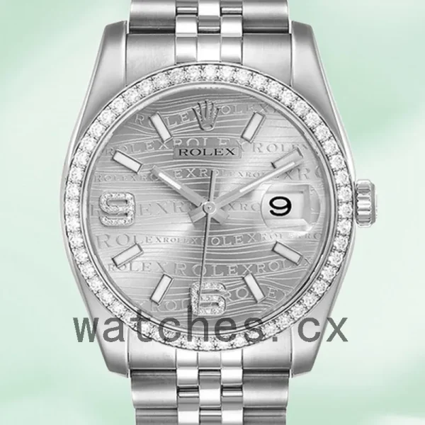 Rolex Datejust Men's 36mm 116244SWDAJ Silver Wave Dial Silver-tone