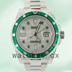 Rolex Submariner 40mm Men's 116659 Silver-tone Diamond Paved Dial