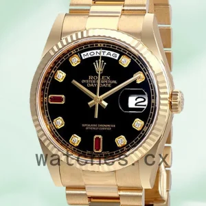 Rolex Day-Date Ladies 118238BKDRP 36mm Black Dial Yellow Gold-tone