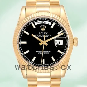 Rolex Day-Date 118238BKSP 36mm Men's Black Dial Jubilee Bracelet