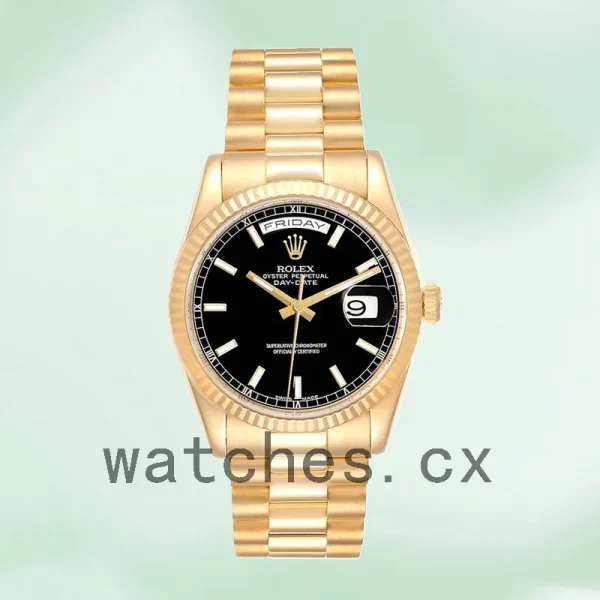 Rolex Day-Date 118238BKSP 36mm Men's Black Dial Jubilee Bracelet - Image 2