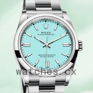 Rolex Oyster Perpetual 36mm Unisex m126000-0006 Turquoise Blue Dial Silver-tone