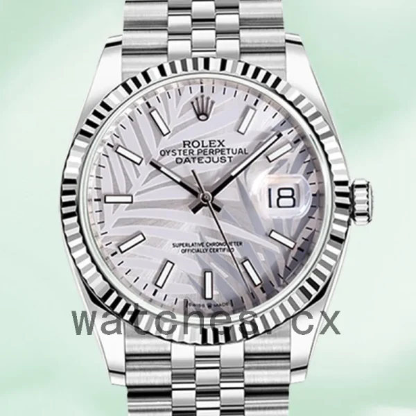 Rolex Datejust Men's 41mm 126234 Silver Palm Motif Dial Automatic