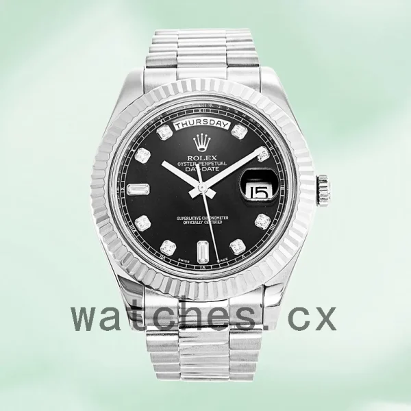 Rolex Day-Date 218239 41mm Men's Silver-tone President Bracelet - Image 2