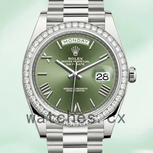 Rolex Day-Date 40mm 228349GNRP Men's Green Dial Silver-tone
