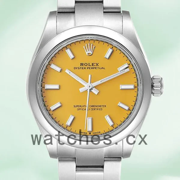 Rolex Oyster Perpetual m277200-0005 Ladies 31mm Silver-tone Yellow Dial
