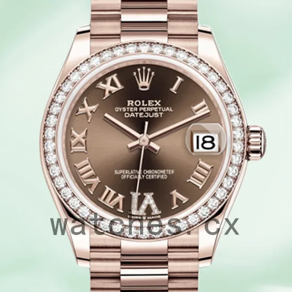 Rolex Datejust m278285rbr-0016 Ladies 31mm Rose Gold-tone Chocolate Dial