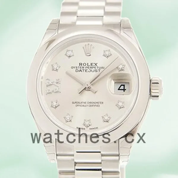 Rolex Datejust Ladies 28mm m279166-0001 President Bracelet Silver Diamond Dial