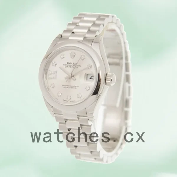 Rolex Datejust Ladies 28mm m279166-0001 President Bracelet Silver Diamond Dial - Image 3