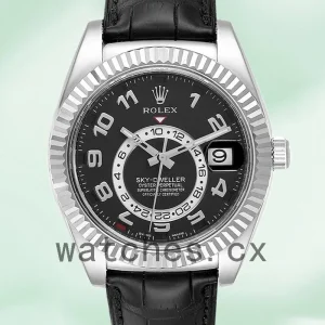 Rolex Sky-dweller Men's 326139BKAL 42mm Leather Strap Black Dial