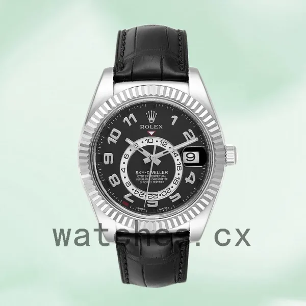 Rolex Sky-dweller Men's 326139BKAL 42mm Leather Strap Black Dial - Image 2