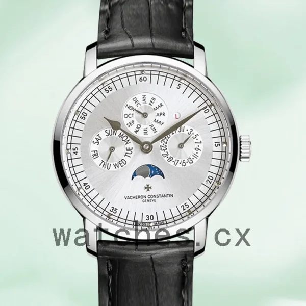 Vacheron Constantin Fiftysix Men's 40mm 4600E/000A-B442 Silver Dial Leather Strap - Image 2