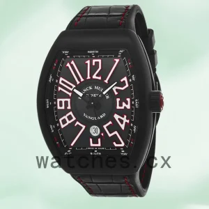 Franck Muller Vanguard Men's 45mm 45SCBLKBLKWHT Automatic Leather Strap