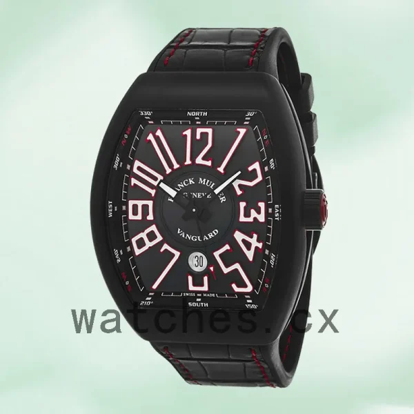 Franck Muller Vanguard Men's 45mm 45SCBLKBLKWHT Automatic Leather Strap - Image 2