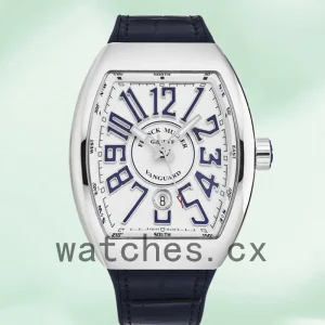 Franck Muller Vanguard 45mm Men's 45SCWHTWHTBLU Silver-tone Leather Strap
