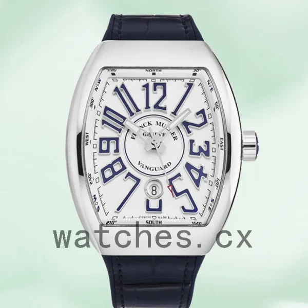 Franck Muller Vanguard 45mm Men's 45SCWHTWHTBLU Silver-tone Leather Strap
