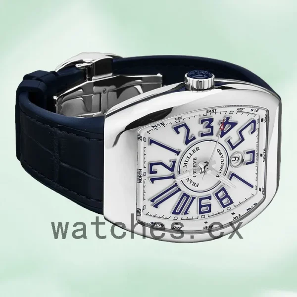 Franck Muller Vanguard 45mm Men's 45SCWHTWHTBLU Silver-tone Leather Strap - Image 3