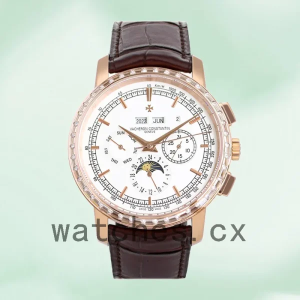 Vacheron Constantin Overseas 41mm 47450/000W-9511 Men's Black Dial Leather Strap - Image 2