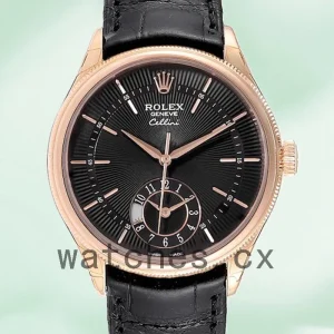 Rolex Cellini m50525-0011 39mm Men's Black Dial Rose Gold-tone