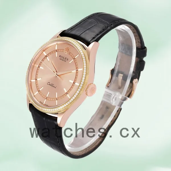 Rolex Cellini m50705rbr-0010 Men's 39mm Leather Strap Rose Gold-tone - Image 3