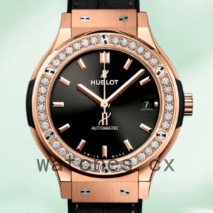 Hublot Classic Fusion 565.OX.1480.LR.1604 Ladies 33mm Rose Gold-tone Leather Strap