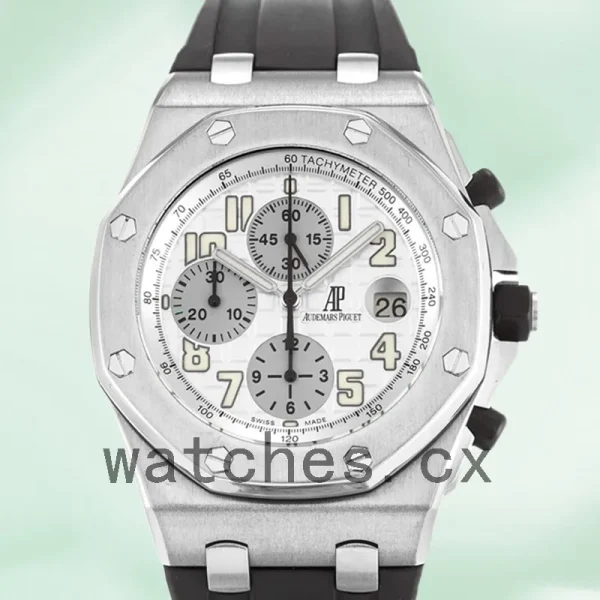 Audemars Piguet Royal Oak Offshore 43mm Men's 26020ST.OO.D001IN.02.A-001 White Dial Rubber Band