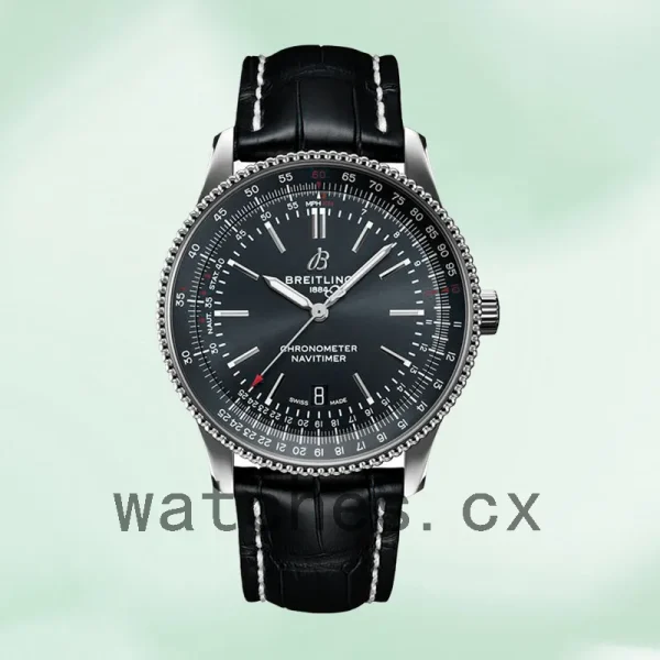 Breitling Navitimer Men's A17326161C1P4 46mm Leather Strap Black Dial - Image 2