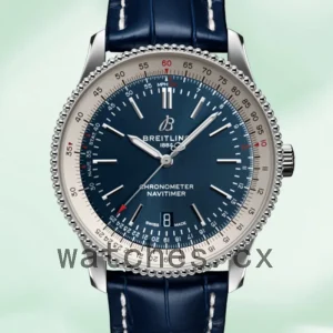 Breitling Navitimer A17326211C1P3 Men's 46mm Leather Strap Silver-tone