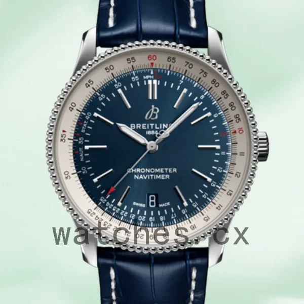 Breitling Navitimer A17326211C1P3 Men's 46mm Leather Strap Silver-tone