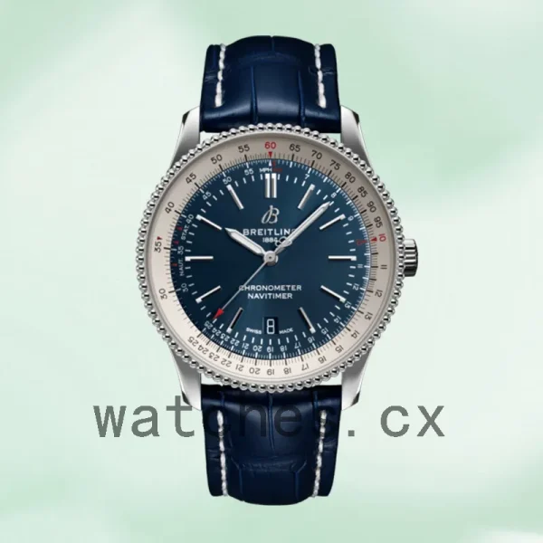 Breitling Navitimer A17326211C1P3 Men's 46mm Leather Strap Silver-tone - Image 2
