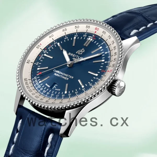 Breitling Navitimer A17326211C1P3 Men's 46mm Leather Strap Silver-tone - Image 3
