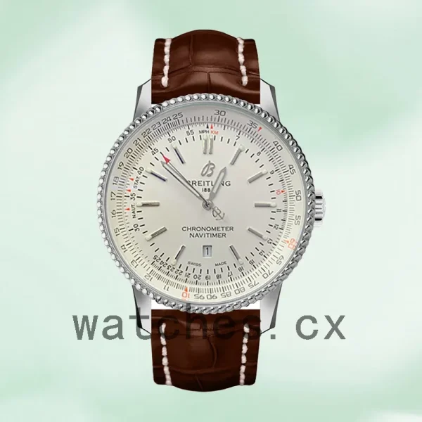 Breitling Navitimer 46mm A17326211G1P1-001 Men's Leather Strap White Dial - Image 2