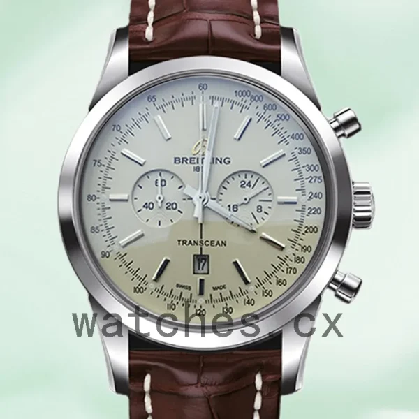 Breitling Transocean A4131012 Men's 46mm Leather Strap
