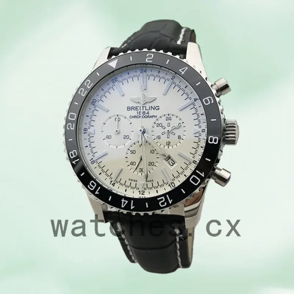 Breitling Chronoliner YB04601A 46mm Men's Leather Strap Black Dial - Image 4