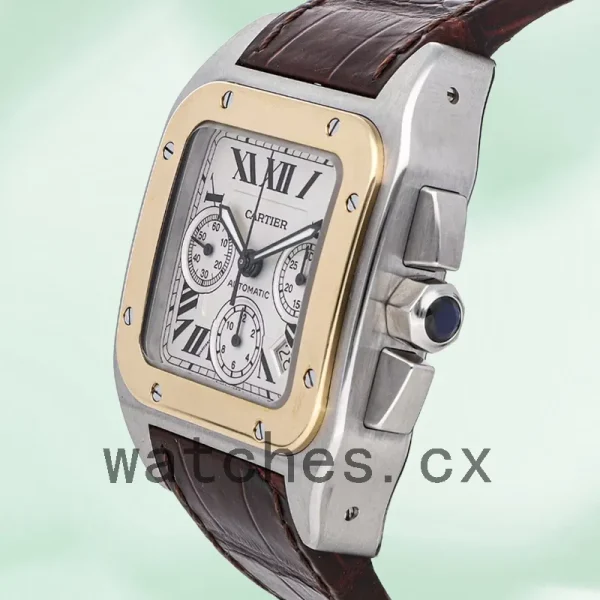 Cartier Santos 39mm Men's W20091X7 Silver-tone Leather Strap - Image 3