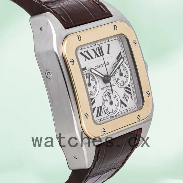 Cartier Santos 39mm Men's W20091X7 Silver-tone Leather Strap - Image 4