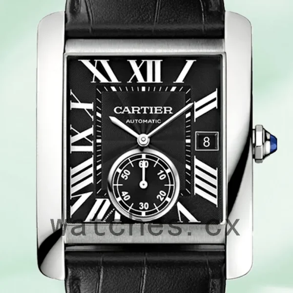 Cartier Tank MC 36mm W5330004 Men's Silver-tone Leather Strap