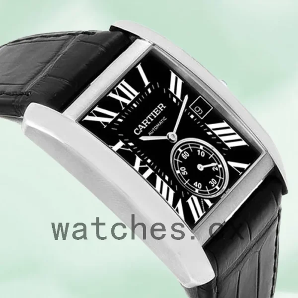 Cartier Tank MC 36mm W5330004 Men's Silver-tone Leather Strap - Image 4