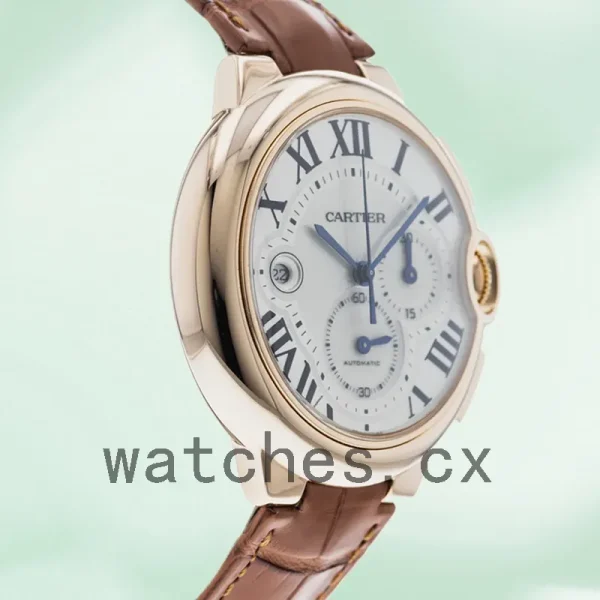 Cartier Ballon Bleu 47mm W6920009 Men's Leather Strap Silver Dial - Image 3